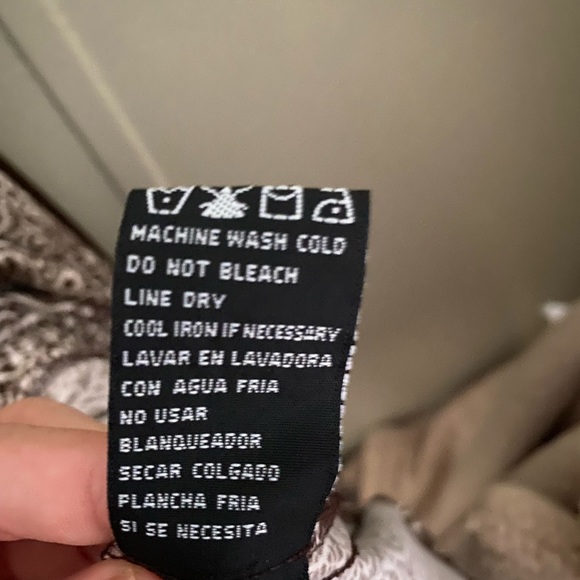 Perceptions Abstract Side Tie Belt A-Line Dress Women's 12 Brown White Stretchy - Picture 7 of 8